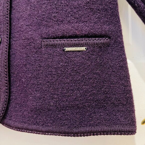 Vintage Geiger Womens Beige Tweed Pure Wool Button-Up Pockets Cardigan Sweater - Picture 9 of 16